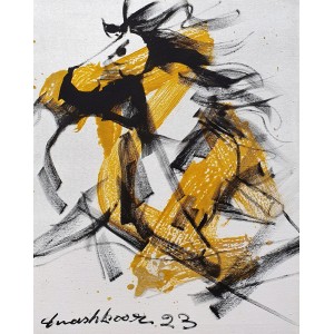 Mashkoor Raza, 14 x 18 Inch, Oil on Canvas, Horse Painting, AC-MR-673
